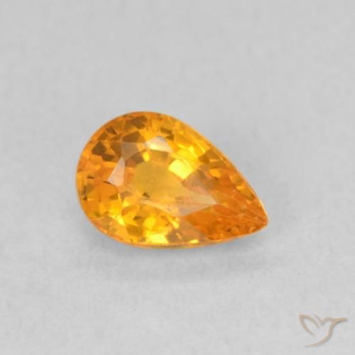Zaffiro Arancione brillante naturale da 0.59 ct, Forma a pera, VVS-VS