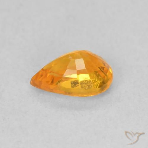 Zaffiro Arancione brillante naturale da 0.59 ct, Forma a pera, VVS-VS