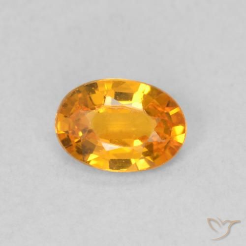 0.50ct Naturale Arancione brillante Zaffiro, Ovale, VVS-VS