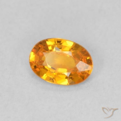 Zaffiro Arancione brillante naturale da 0.50 ct, Ovale, VVS-VS