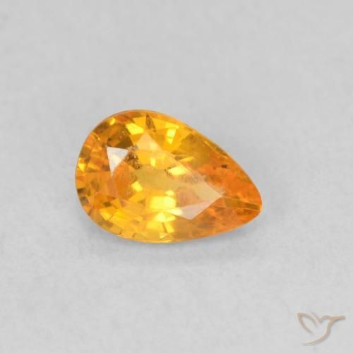 Zaffiro Arancione brillante naturale da 0.49 ct, Forma a pera, VVS-VS