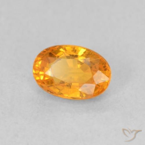 Zaffiro Arancione brillante naturale da 0.69 ct, Ovale, VVS-VS