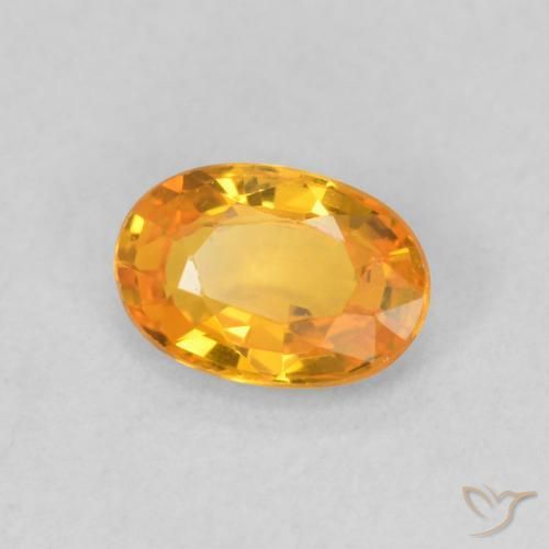 Zaffiro Arancione brillante naturale da 0.66 ct, Ovale, VVS-VS