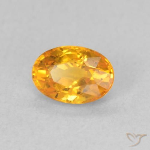 Zaffiro Arancione brillante naturale da 0.74 ct, Ovale, VVS-VS