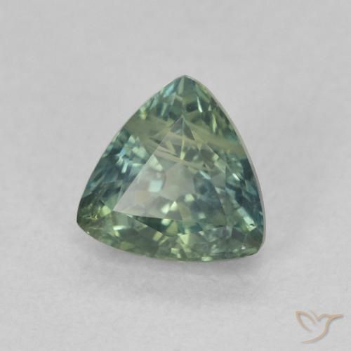 Zaffiro Blu verde naturale da 0.79 ct, Taglio trillion, VS