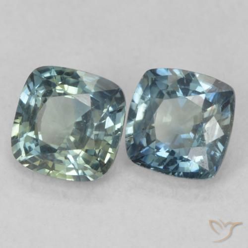 Gemme di Zaffiro Verde blu naturale da 1.58 ct, Cuscino, VS