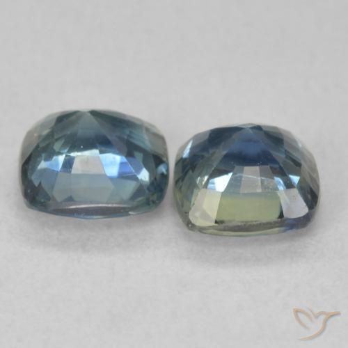 Gemme di Zaffiro Verde blu naturale da 1.58 ct, Cuscino, VS