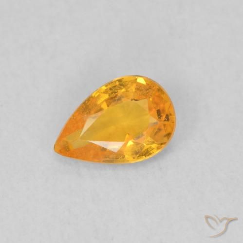 0.45ct Naturale Arancio Medio Zaffiro, Forma a pera, VS
