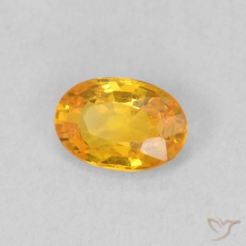 Zaffiro Arancione brillante naturale da 0.59 ct, Ovale, VS