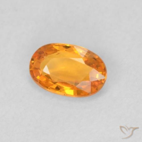 Zaffiro Arancio Medio naturale da 0.58 ct, Ovale, VVS-VS