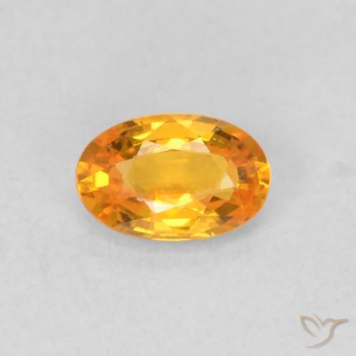 Zaffiro Arancione brillante naturale da 0.54 ct, Ovale, VVS-VS