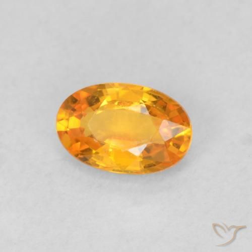 Zaffiro Arancione brillante naturale da 0.54 ct, Ovale, VVS-VS