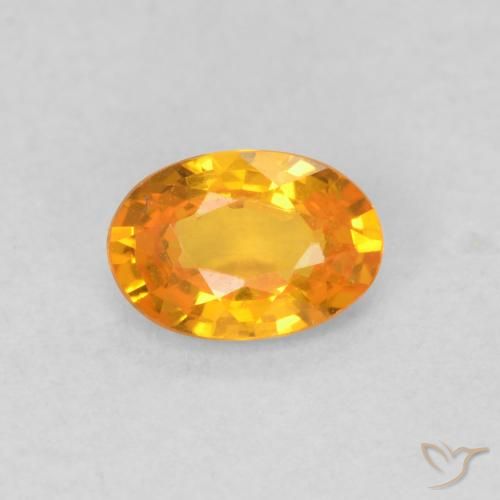 0.61ct Naturale Arancione brillante Zaffiro, Ovale, VVS-VS