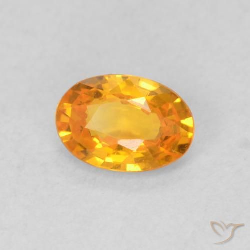 Zaffiro Arancione brillante naturale da 0.61 ct, Ovale, VVS-VS