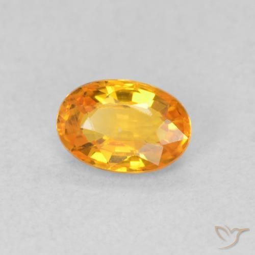 Zaffiro Arancione brillante naturale da 0.55 ct, Ovale, VVS-VS