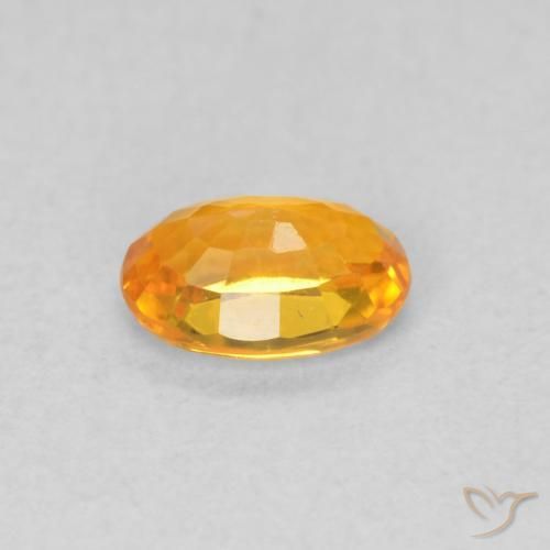 Zaffiro Arancione brillante naturale da 0.55 ct, Ovale, VVS-VS