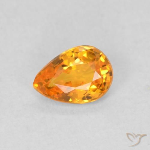 0.54ct Naturale Arancione brillante Zaffiro, Forma a pera, VVS-VS