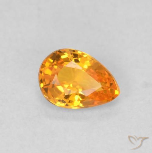 Zaffiro Arancione brillante naturale da 0.54 ct, Forma a pera, VVS-VS