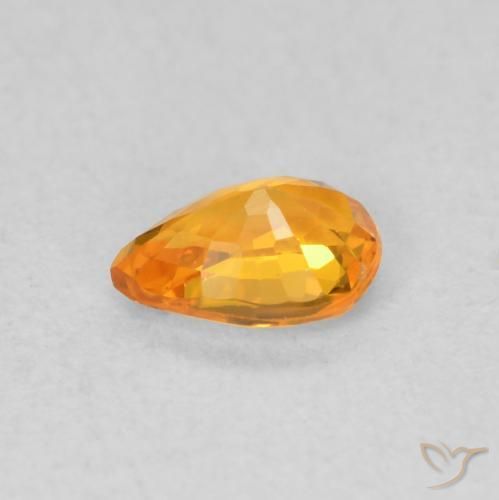 Zaffiro Arancione brillante naturale da 0.54 ct, Forma a pera, VVS-VS