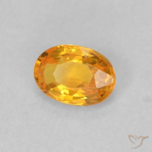 Zaffiro Arancione brillante naturale da 0.63 ct, Ovale, VVS-VS