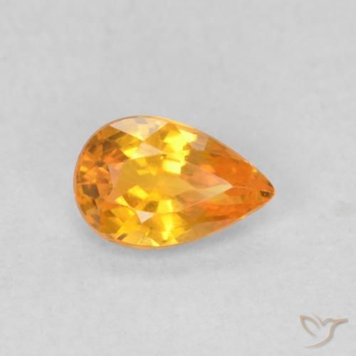 Zaffiro Arancione brillante naturale da 0.56 ct, Forma a pera, VVS-VS