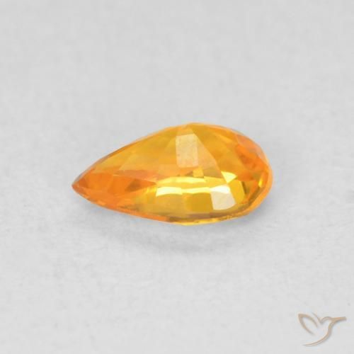 Zaffiro Arancione brillante naturale da 0.56 ct, Forma a pera, VVS-VS