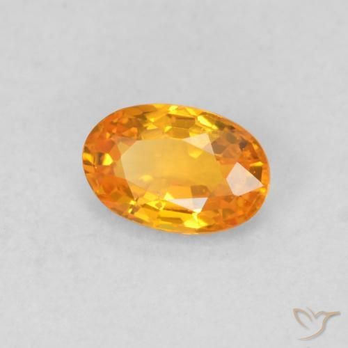 Zaffiro Arancione brillante naturale da 0.56 ct, Ovale, VVS-VS