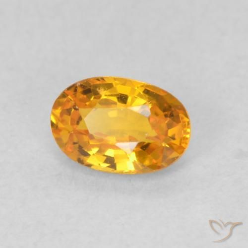Zaffiro Arancione brillante naturale da 0.70 ct, Ovale, VVS-VS