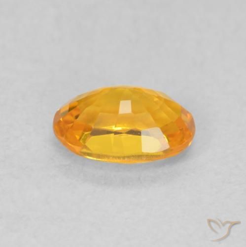 Zaffiro Arancione brillante naturale da 0.70 ct, Ovale, VVS-VS
