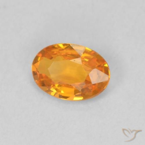 Zaffiro Arancione brillante naturale da 0.49 ct, Ovale, VVS-VS