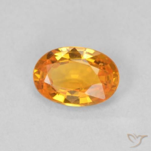 Zaffiro Arancione brillante naturale da 0.61 ct, Ovale, VVS-VS