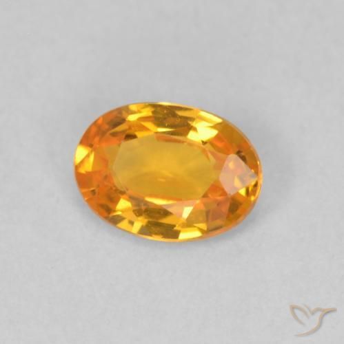 Zaffiro Arancione brillante naturale da 0.54 ct, Ovale, VVS-VS