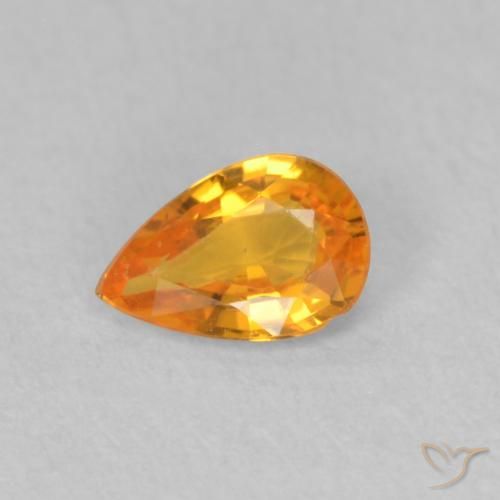 0.43ct Naturale Arancione brillante Zaffiro, Forma a pera, VVS-VS