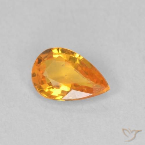 Zaffiro Arancione brillante naturale da 0.43 ct, Forma a pera, VVS-VS