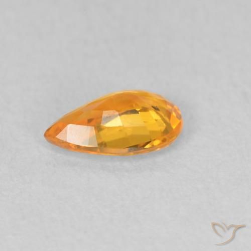 Zaffiro Arancione brillante naturale da 0.43 ct, Forma a pera, VVS-VS