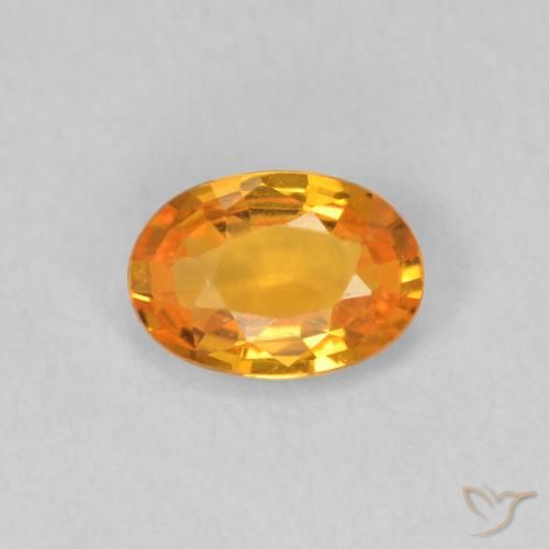 0.51ct Naturale Arancione brillante Zaffiro, Ovale, VVS-VS