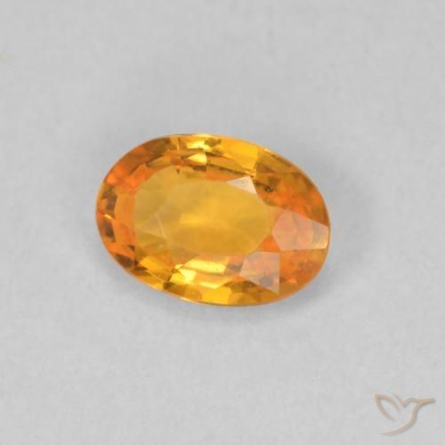 Zaffiro Arancione brillante naturale da 0.51 ct, Ovale, VVS-VS