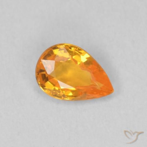 0.48ct Naturale Arancione brillante Zaffiro, Forma a pera, VVS-VS