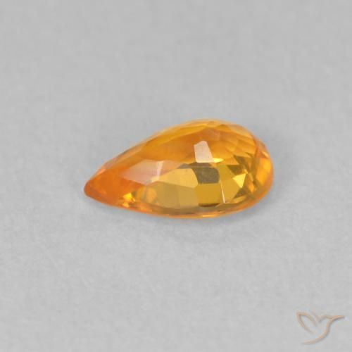 Zaffiro Arancione brillante naturale da 0.48 ct, Forma a pera, VVS-VS