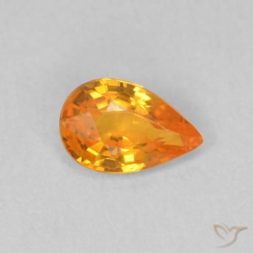 Zaffiro Arancione brillante naturale da 0.49 ct, Forma a pera, VVS-VS