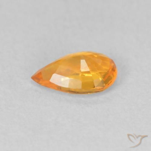 Zaffiro Arancione brillante naturale da 0.49 ct, Forma a pera, VVS-VS