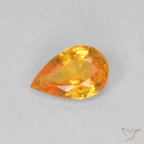 0.47ct Naturale Arancione brillante Zaffiro, Forma a pera, VVS-VS