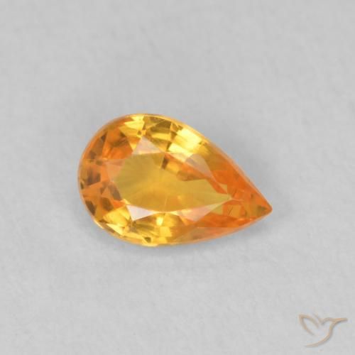 Zaffiro Arancione brillante naturale da 0.47 ct, Forma a pera, VVS-VS