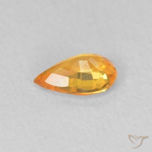Zaffiro Arancione brillante naturale da 0.47 ct, Forma a pera, VVS-VS