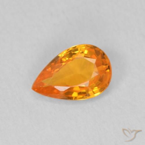 0.47ct Naturale Arancione brillante Zaffiro, Forma a pera, VVS-VS