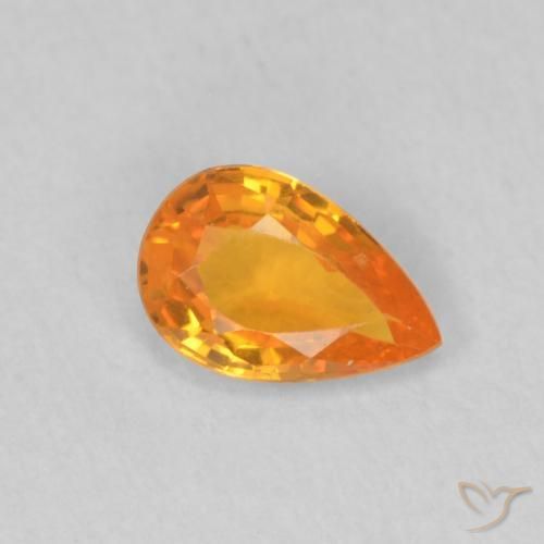 Zaffiro Arancione brillante naturale da 0.47 ct, Forma a pera, VVS-VS