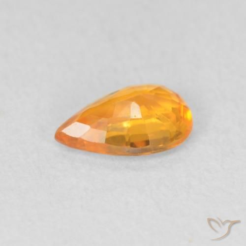 Zaffiro Arancione brillante naturale da 0.47 ct, Forma a pera, VVS-VS