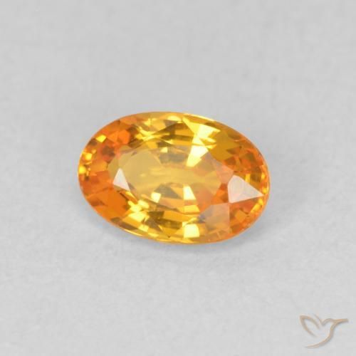 Zaffiro Arancione brillante naturale da 0.58 ct, Ovale, VVS-VS