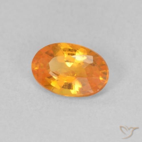 Zaffiro Arancione brillante naturale da 0.55 ct, Ovale, VVS-VS