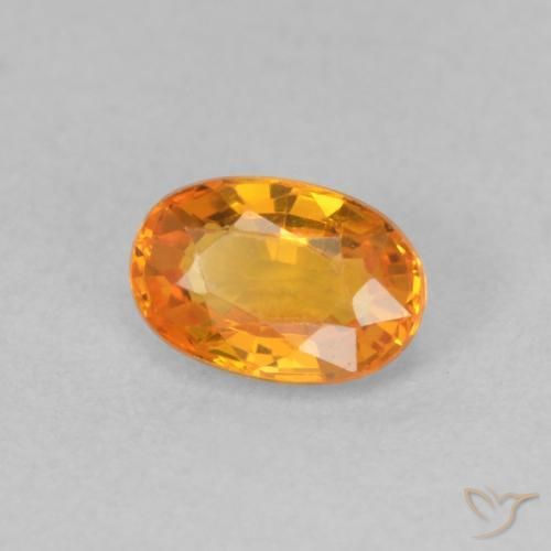 Zaffiro Arancione brillante naturale da 0.70 ct, Ovale, VVS-VS